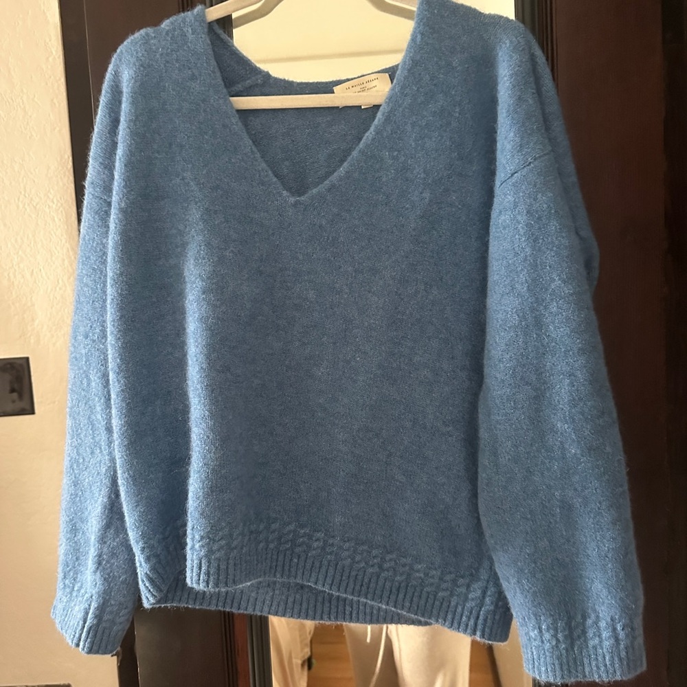 Sézane Blue V‑Neck Mohair Sweater - Picture 2 of 5